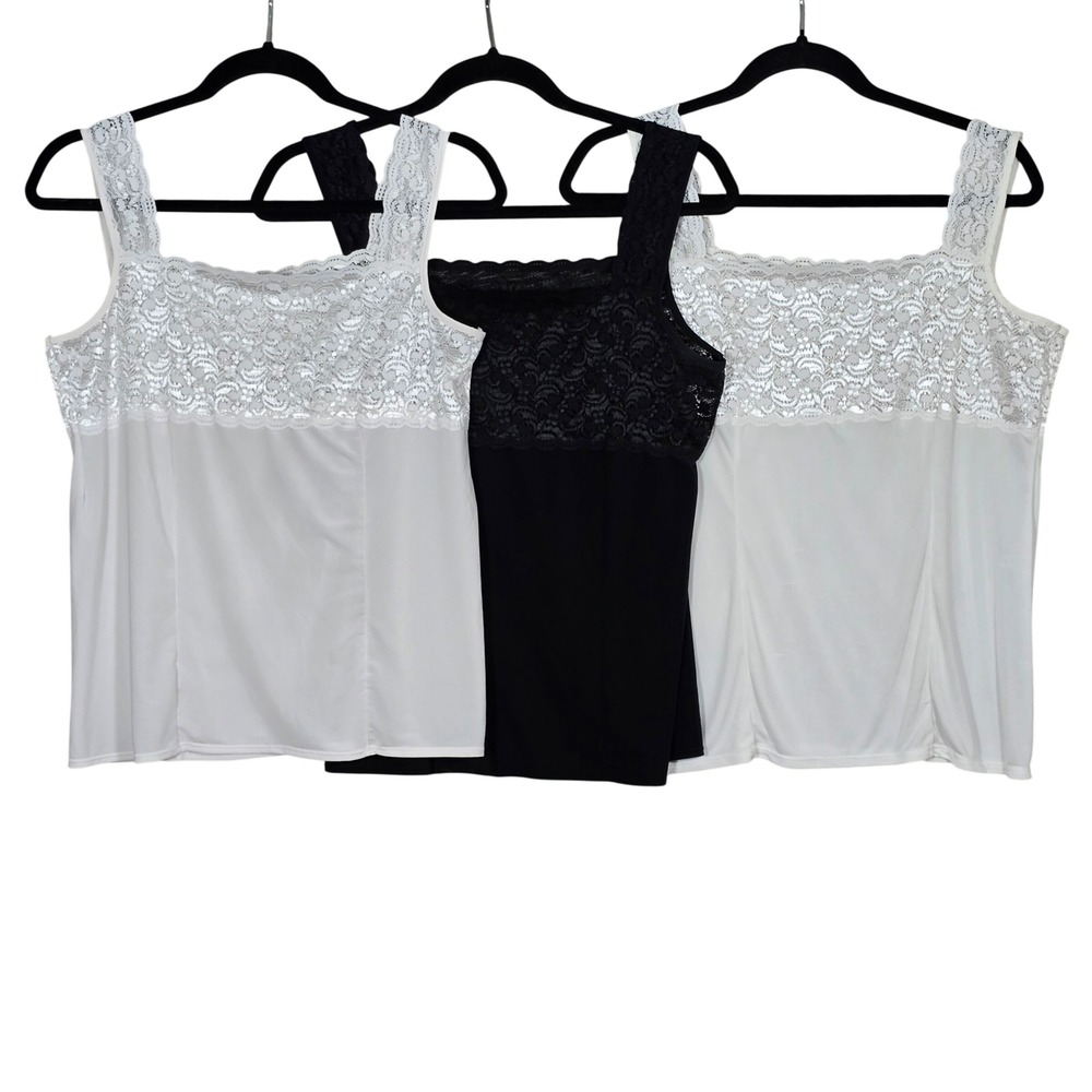 Patricia Lingerie Women's Lace Trim Camisole Tank Top Bundle Multi L